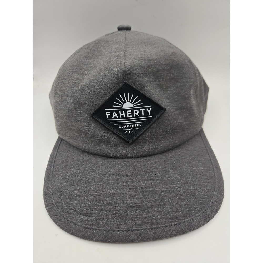 Faherty Snapback Hat Mens OSFA Charcoal Gray Logo Patch Recycled Blend Cap